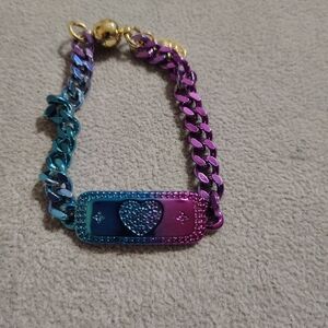Multicolor Heart Charm Bracelet